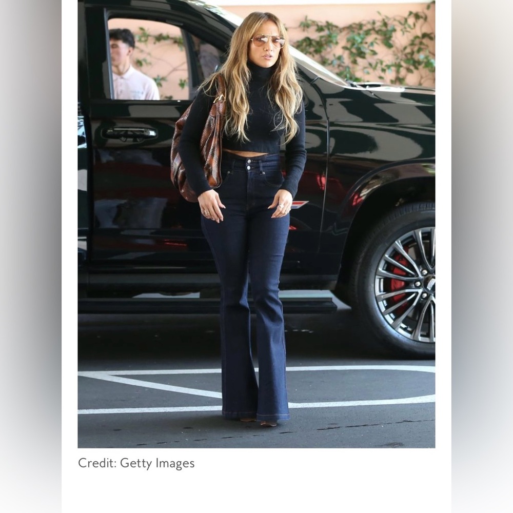 Veronica Beard Dark Blue Flare Jeans with Tie Waist